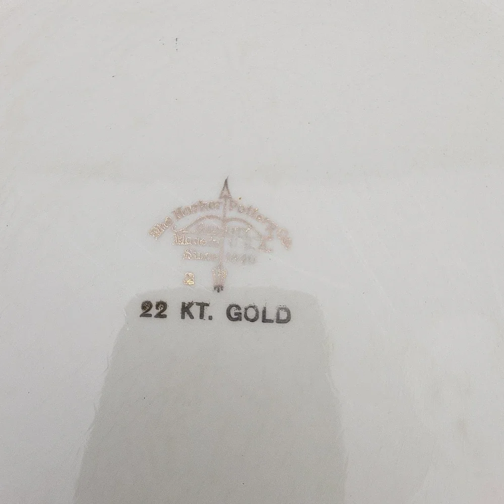 The Harker Pottery Company Plate 1840 22KT Gold Colonial Couple 10